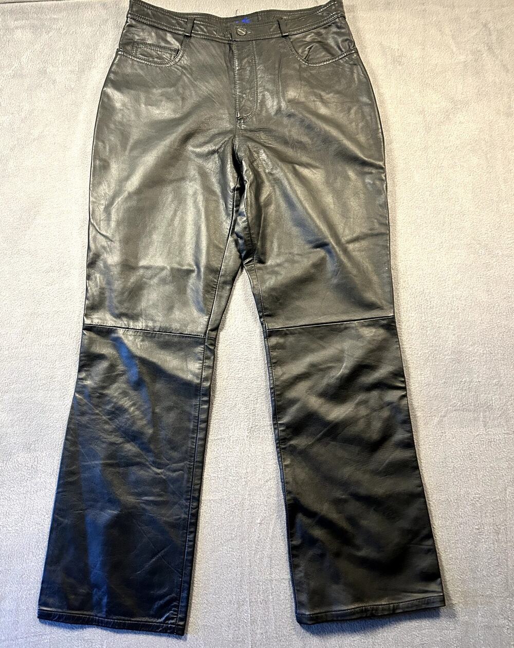 Jou Jou Black Faux Leather Iridescent Oil Slick High Rise Flare Pants Size 30